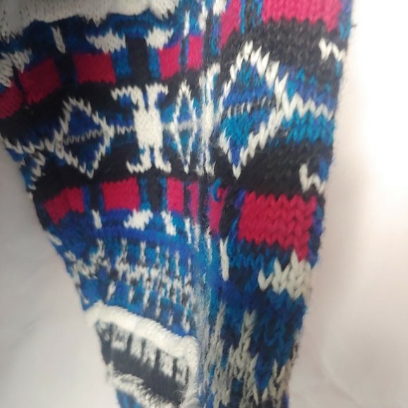 Vintage 90s Mache Men M Oversized Sweater Pullover Textured Knit Geometric Blue - Picture 9 of 9